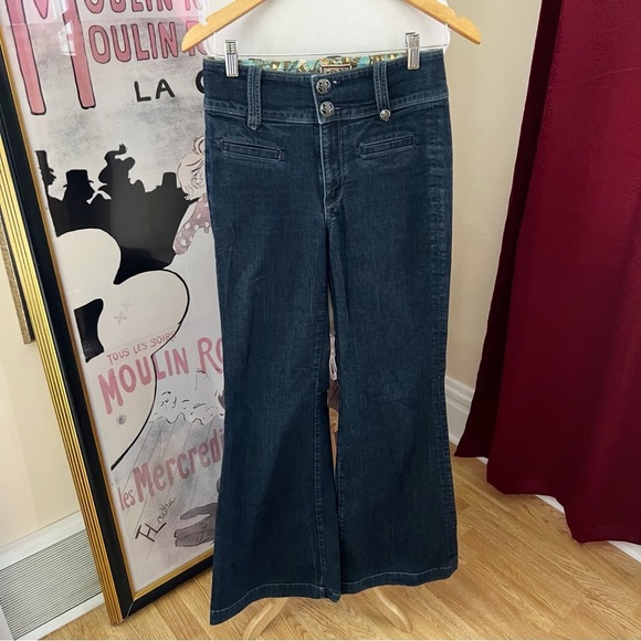 RICH & SKINNY: Dark Denim High Waist Flair Jeans - Picture 1 of 10
